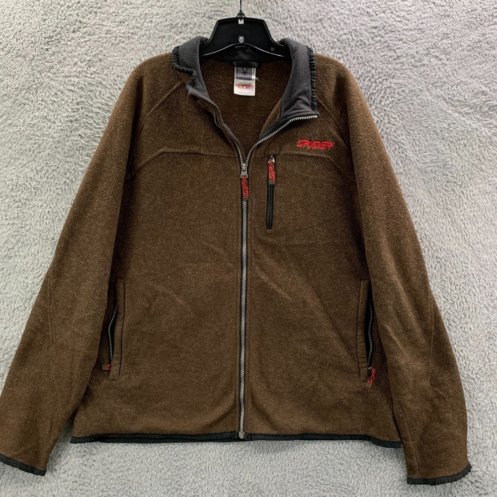 SPYDER Jacket Mens Size XL Extra Large Fleece Brown Full Zip